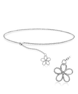 Rhodium Plated Flower Silver Bracelet BRS-446-RP